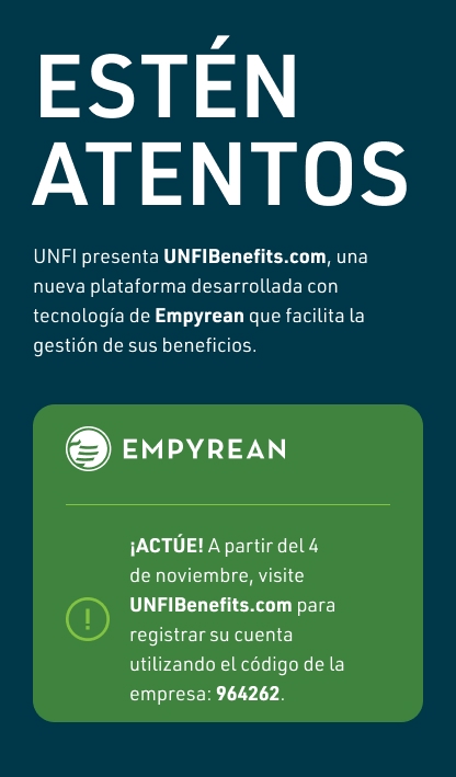 This is an image of a man walking down the sidewalk looking at his phone.  There is text that is laid over that image with the following information. STAY TUNED: UNFI is introducing UNFIBenefits.com, a new platform built on Empyrean that makes it easy to manage your benefits.TAKE ACTION! Starting November 4, go to UNFIBenefits.com to register your account using company code 964262.